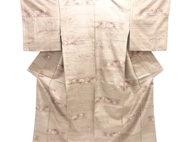 JAPANESE KIMONO / TSUMUGI / WOVEN FLOWER ARABESQUE